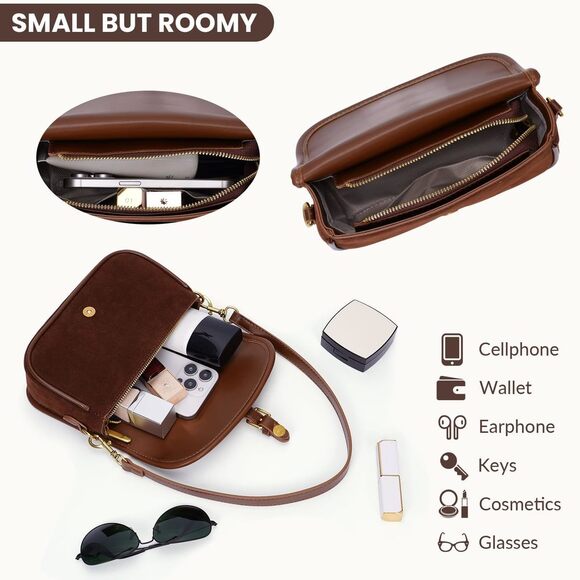 Compact Suede Crossbody Strap Satchel Women'S Fall Bag Satchel Bag - Picture 5 of 6